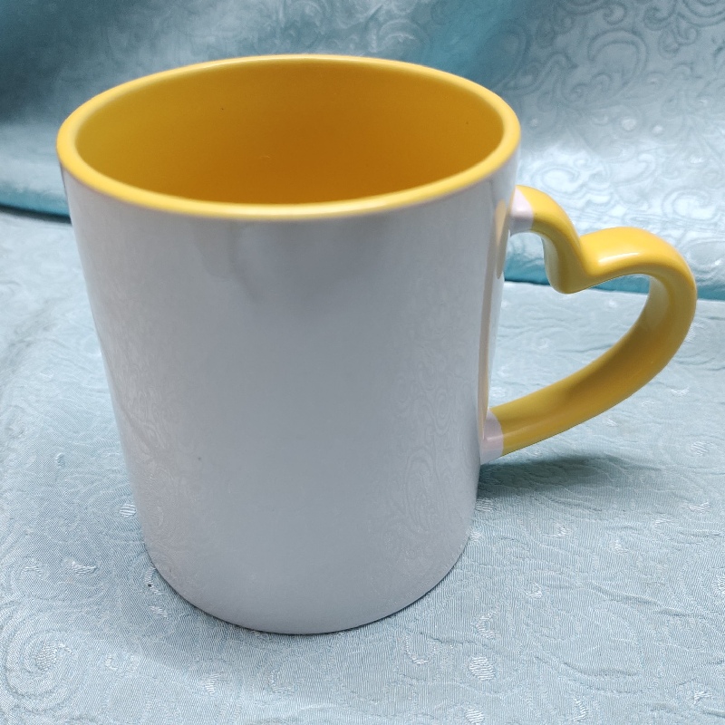 3 HEART HANDLE YELLOW MUG