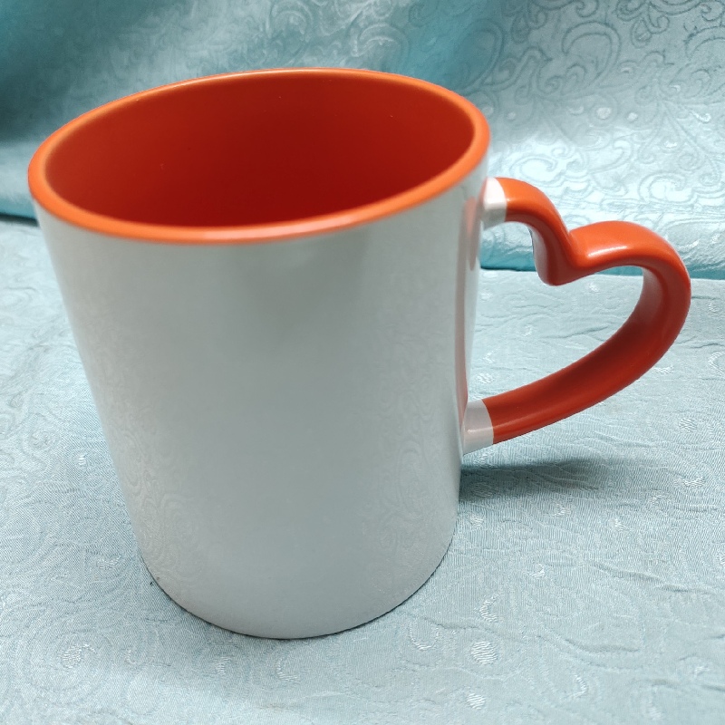 4 HEART HANDLE ORANGE MUG