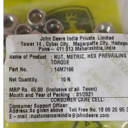 Nut,Metric,Hex Prevailing Torque