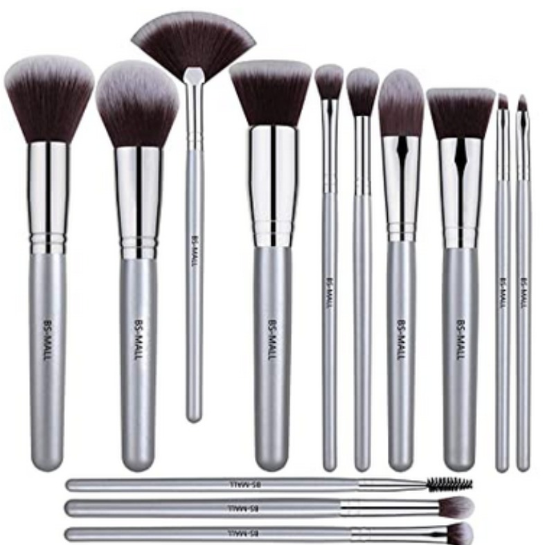 BS-MALL 13 PCS Makeup Brush Set Premium Synthetic Silver Foundation Blending Blush Face Powder Brush Makeup Brush Kit