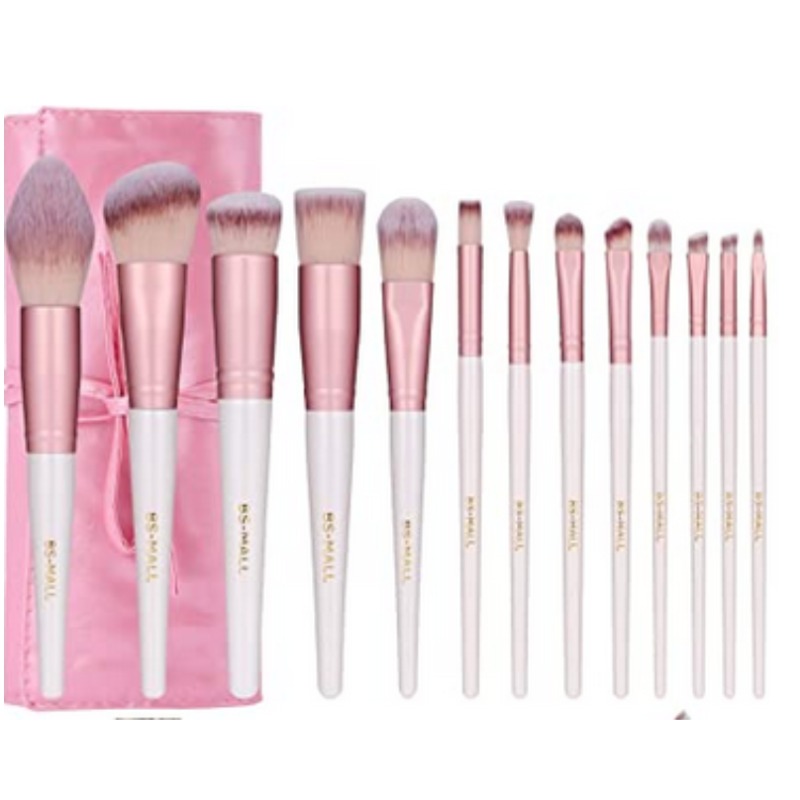 BS-MALL Makeup Brush Set 16 Pcs Premium Synthetic Foundation Powder Concealers Eye shadows Blush Makeup Brushes Lip Cosmetic Brushes（White Rose)