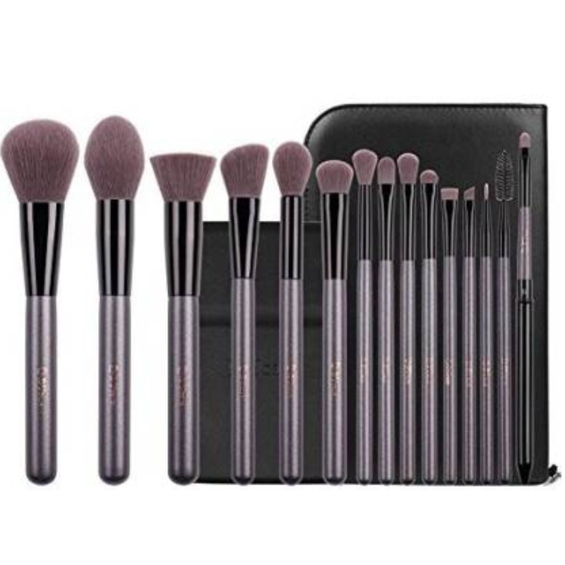 DUcare 15 Pcs Pro Makeup Brush Set With Case And Travel Mirror Synthetic Eyeshadow Professional Kit (Pack of 15)