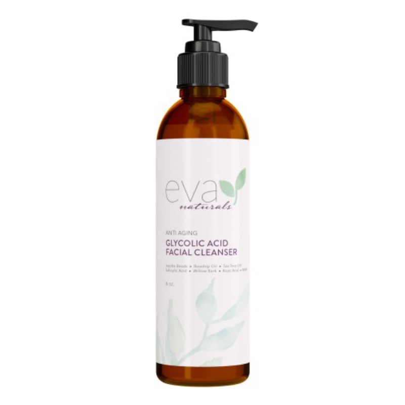 Eva Naturals Anti-Aging Glycolic Acid Cleanser (6 Oz) - Acne Treatment and Exfoliating Face Wash to Reduce Wrinkles and Improve Skin's Moisture and Gl