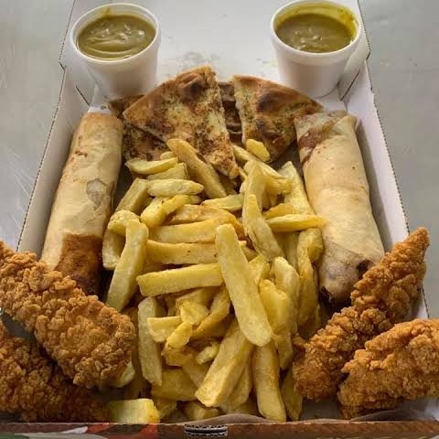 Chicken Spring Rolls With Fries