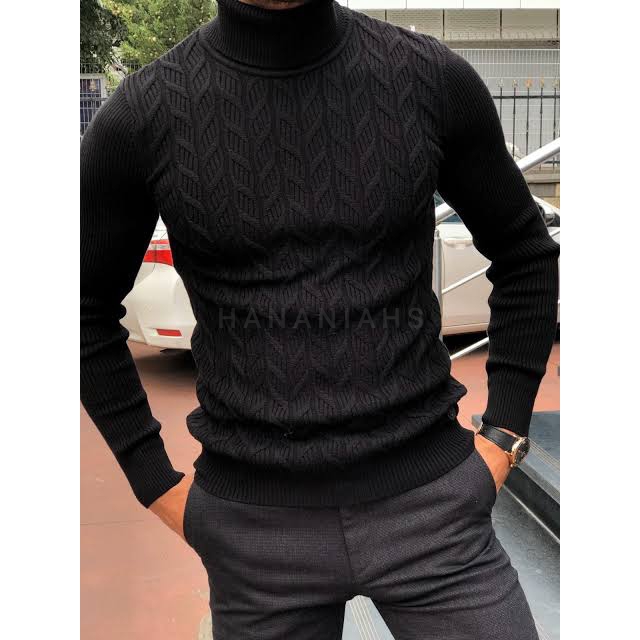 BLACK HIGH QUALITY ELASTIC TURTLE NECK