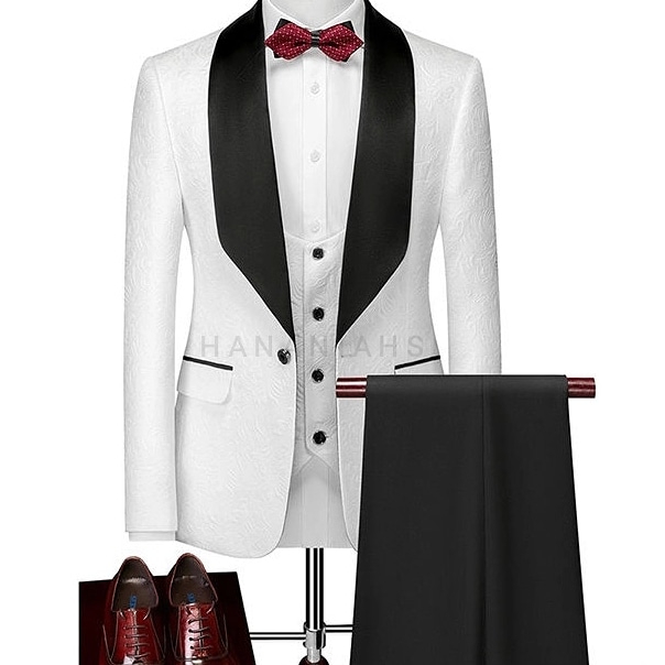 3PIECE WHITE GROOM SUIT