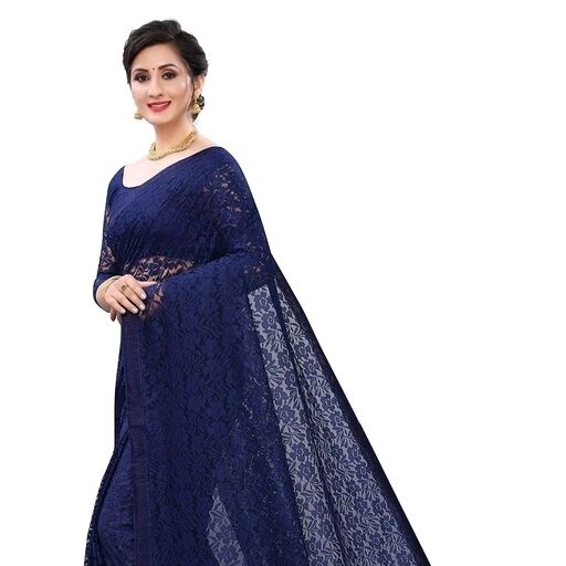 Net Saree - Dark Purple