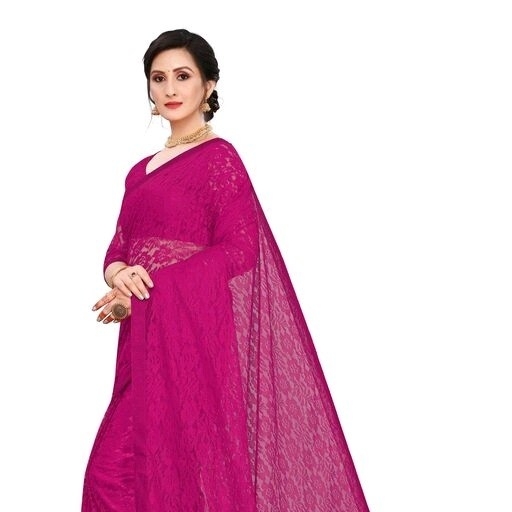 Net Saree - Pink