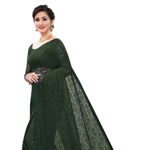 Net Saree - Olive Geen