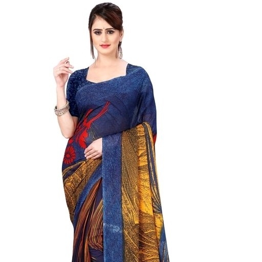 Georgette Saree - Blue Multicolour