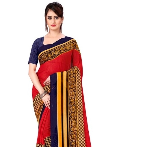 Georgette Saree - Red Multocolour
