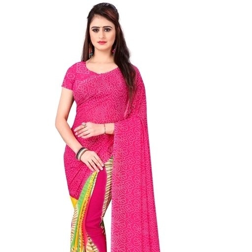 Georgette Saree - Pink Multicolour