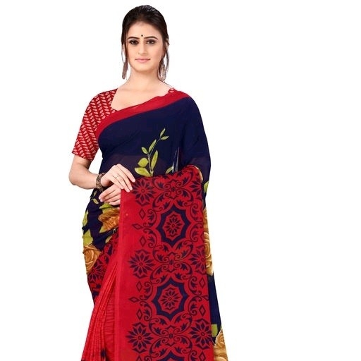 Georgette Saree - Red Multicolour
