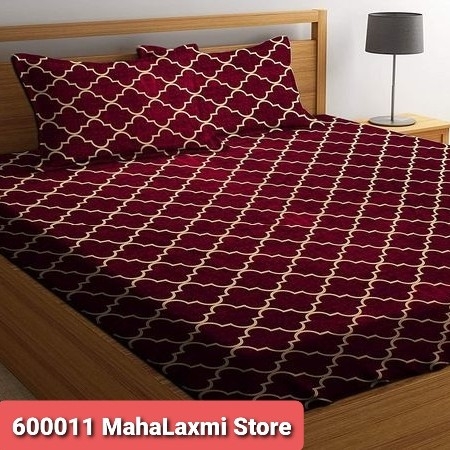 Glace Cotton Double Bedsheet - Dark Red