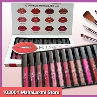 HUDA beauty Liquid Lipstick set, Brush set, Nail wipes