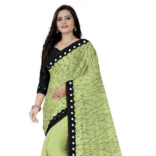 Lycra Saree - Light Green