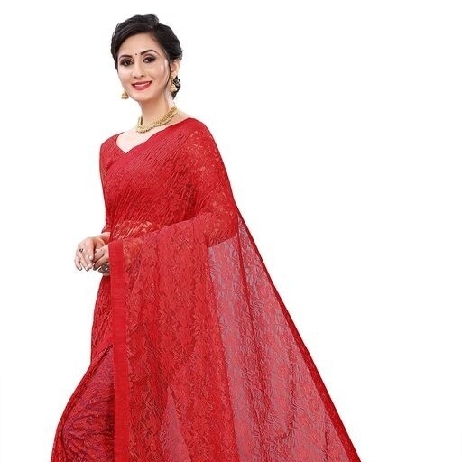 Net Saree - Red