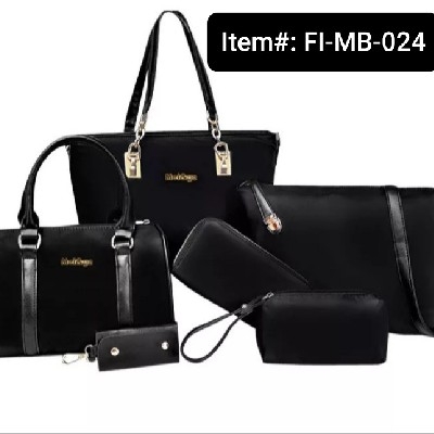 Coofit Composite Women's Waterproof Nylon Handbag with Trendy Shoulder Messenger Bag (6pcs) (Black