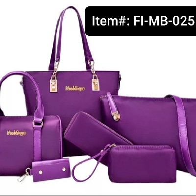 Coofit Composite Women's Waterproof Nylon Handbag with Trendy Shoulder Messenger Bag (6pcs) (Purple)