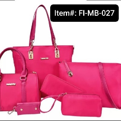 Coofit Composite Women's Waterproof Nylon Handbag with Trendy Shoulder Messenger Bag (6pcs) (Hot Pink)