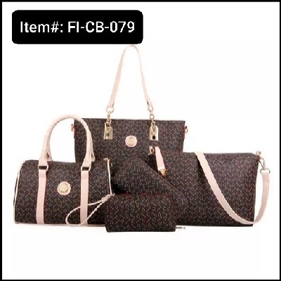 Artvan Lady Fashion PU Handbag set with Crossbody Bag (5pc) (Brown)