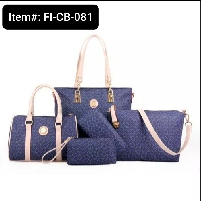 Artvan Lady Fashion PU Handbag set with Crossbody Bag (5pc) (Blue)
