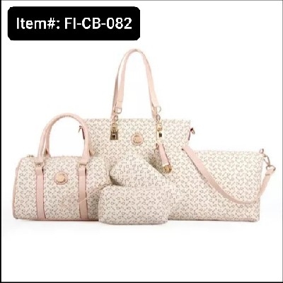 Artvan Lady Fashion PU Handbag set with Crossbody Bag (5pc) (Beige)