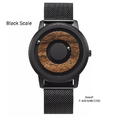 Eutour Magnetic Ball Wooden Dial Men's Watch (Black Scale)