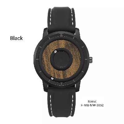 Eutour Magnetic Ball Wooden Dial Men's Watch (Black)