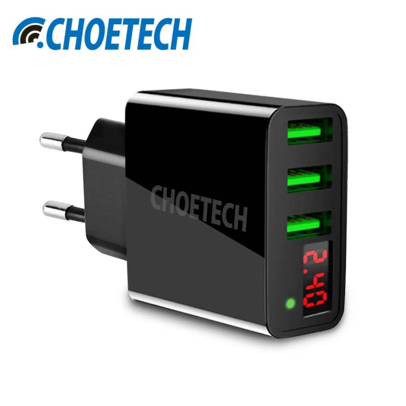CHOETECH C0027 15w Adapter 3USB Port With Display (3 Month Warranty)