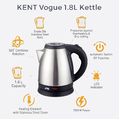 KENT VOGUE SS KETTLE 1.8 LTR
