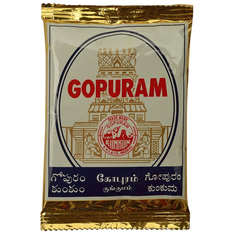 Gopuram Kumkum Powder Pouch (9 cm x 14 cm, Red, 1-Pieces)