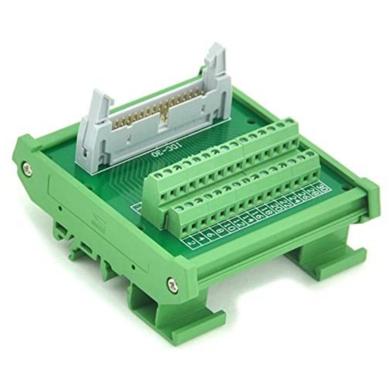 DIN Rail Mount Flat Ribbon Cable 0.1" FRC Connector Interface Module, Terminal Block Breakout Board (IDC30 2x15Pin)