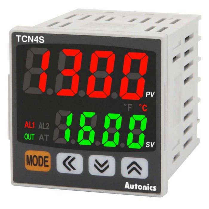 AUTONICS Temp Control, 1/16 DIN, Dual display 4 Digit, PID Control, Relay and SSR Output, 2 Alarm Output, 100-240 VAC