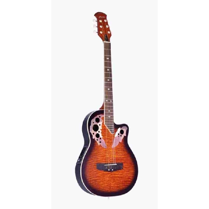 Hertz HZR-3801e Sunburst 4 Band EQ Semi- acoustic Guitar Rosewood (Brown)